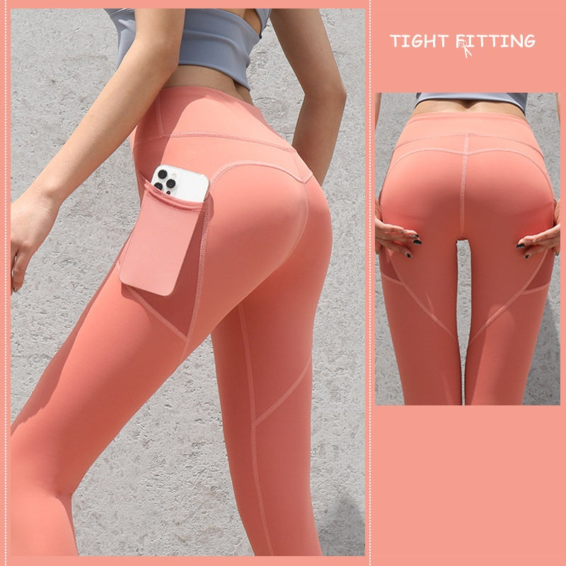 Seamless Gym Leggings with Pockets – High Waist Push Up & Squat-Proof for Women