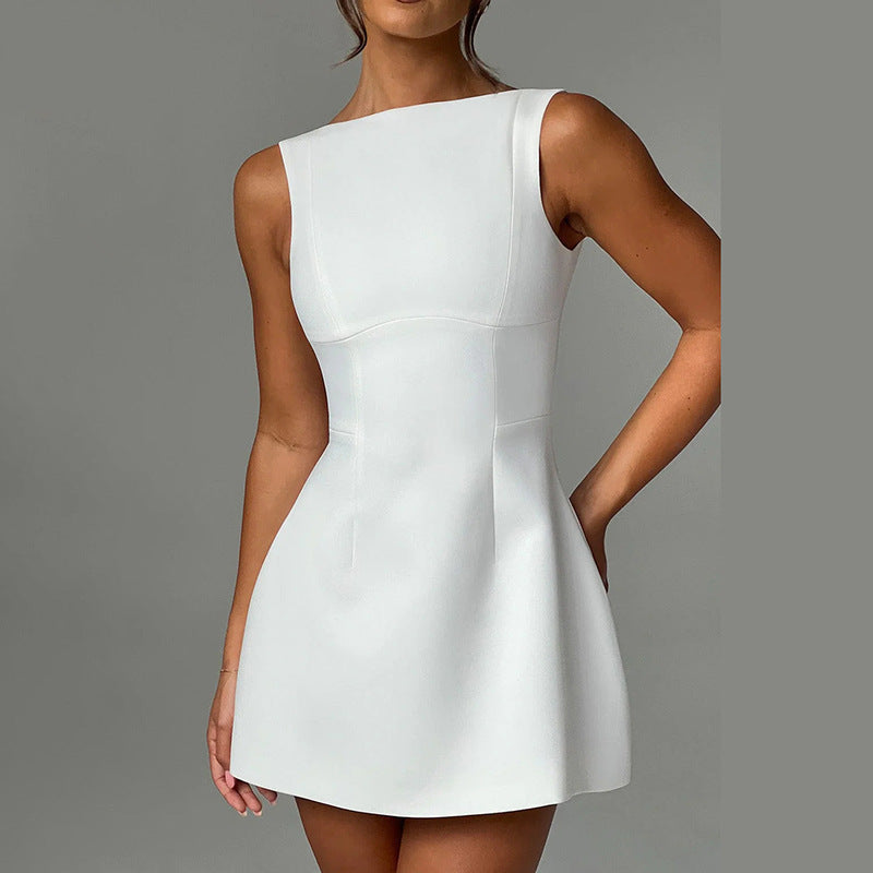Slim-Fitting Backless Summer Sleeveless Short Dress - Stylish & Comfortable