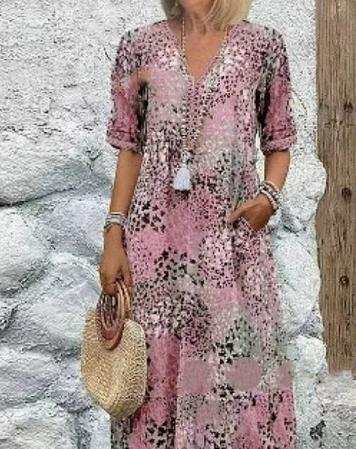 Women's Soft V-Neck Dress - Lightweight & Breathable