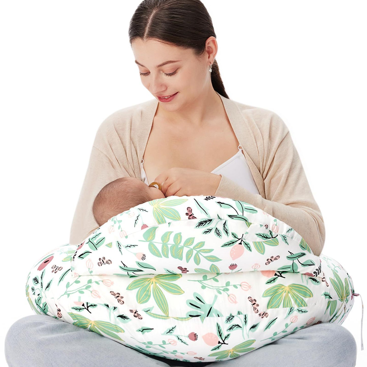 Breastfeeding Pillow with Removable Cover – Baby Nursing & Tummy Time Support