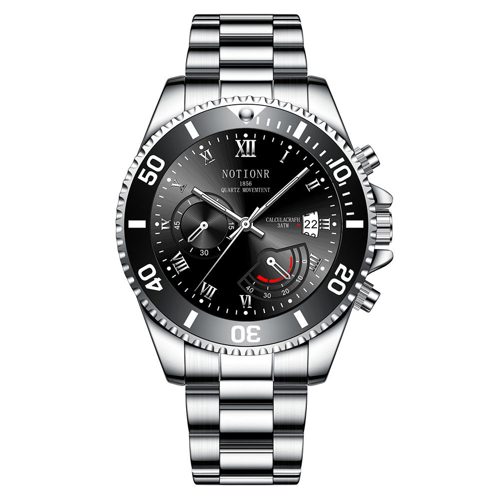 Luxury SubMarine Men's Watch – Silver Stainless Steel Strap, Classic Quartz Movement