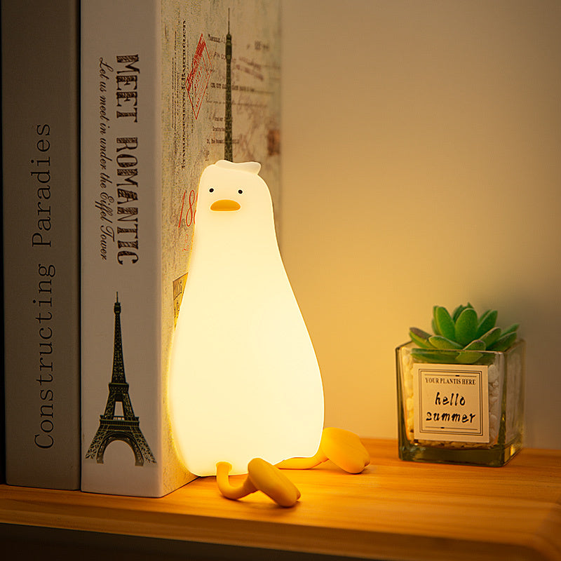 Duck Silicone Night Light - Lie Flat LED Bedside Lamp for Kids with Pat Dimming