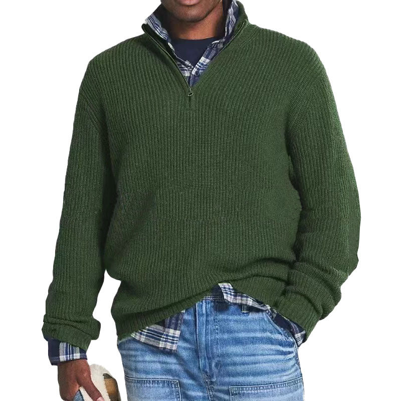 Men's Ribbed Knit Half-Zip Sweater – Timeless Style & Warmth