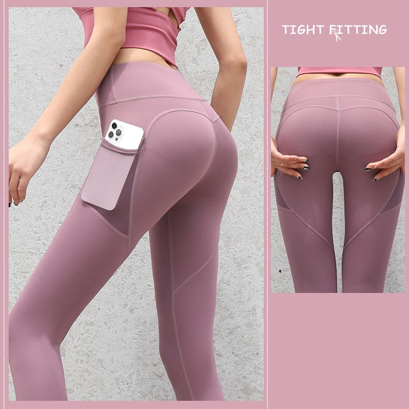 Seamless Gym Leggings with Pockets – High Waist Push Up & Squat-Proof for Women