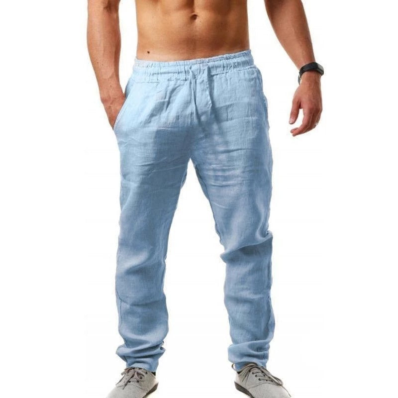 Breathable linen trousers for men