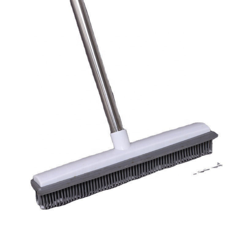Pet Hair Rubber Broom – Soft Push Rake for Carpets & Floors