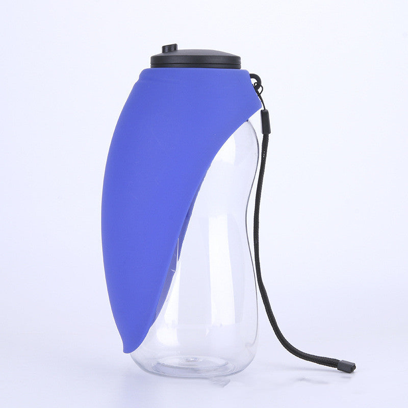 Outdoor Pet Water Bottle – Wide Silicone-Sealed Bowl for Hiking/Trips