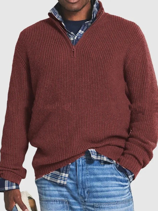 Men's Ribbed Knit Half-Zip Sweater – Timeless Style & Warmth