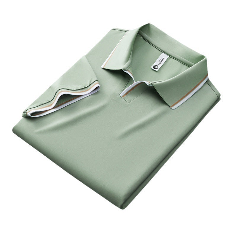Premium Mulberry Silk Washed Short-Sleeved Polo Shirt for Men – Elegant Business Classic