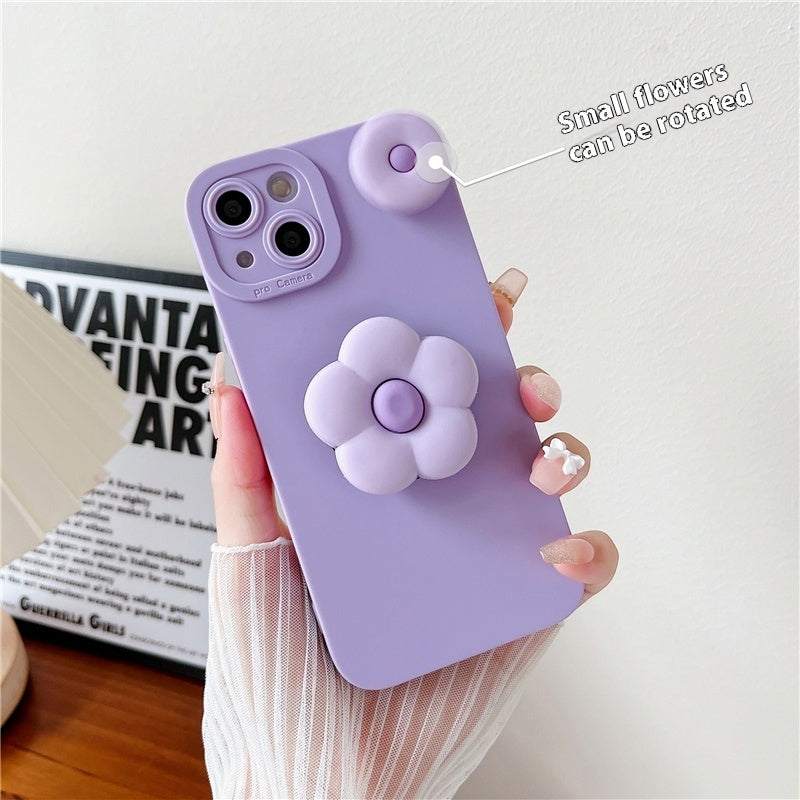 Cute Purple Rotating Flower Silicone iPhone Case