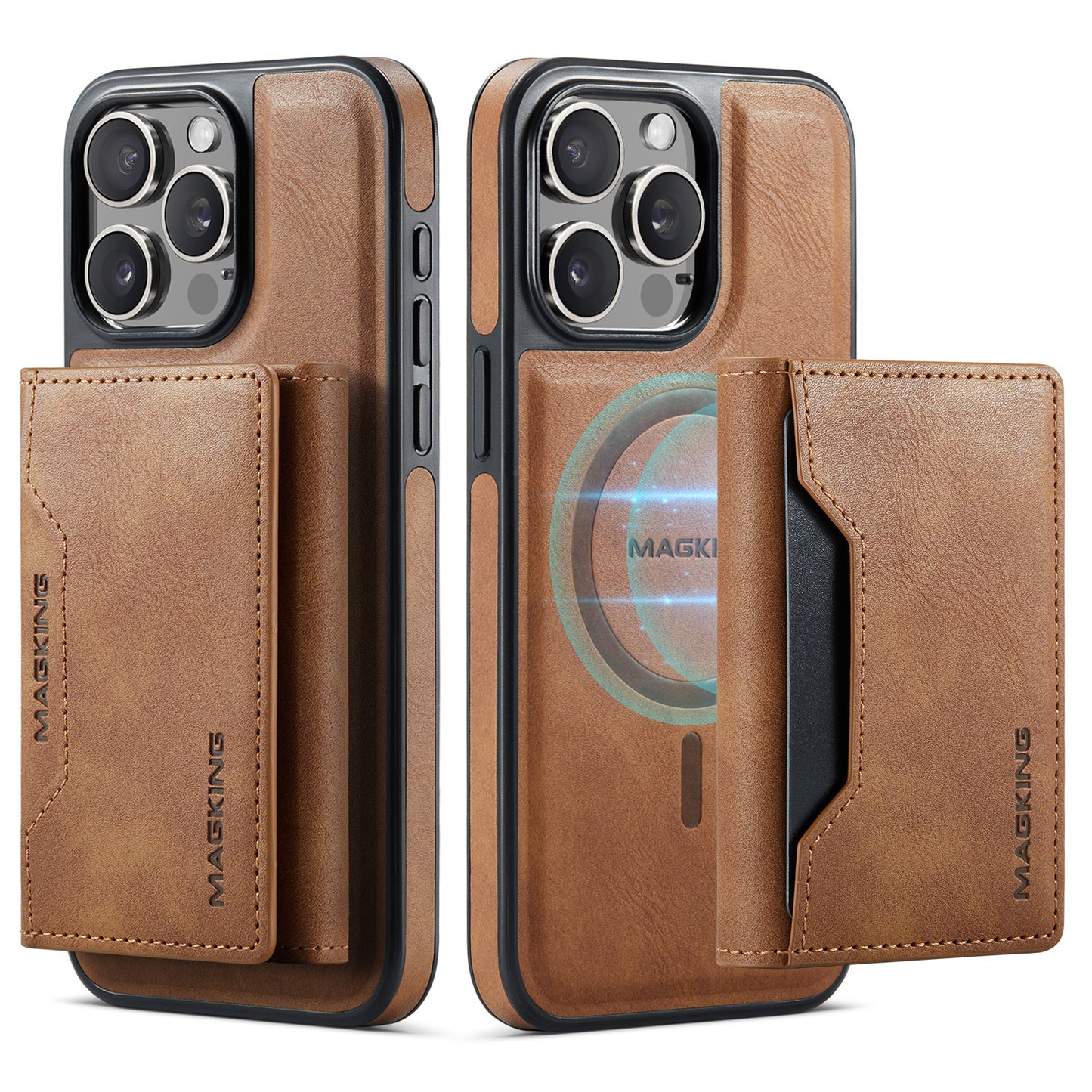 Card-inserting Wireless Leather-filled Mobile iPhone Protective Cover