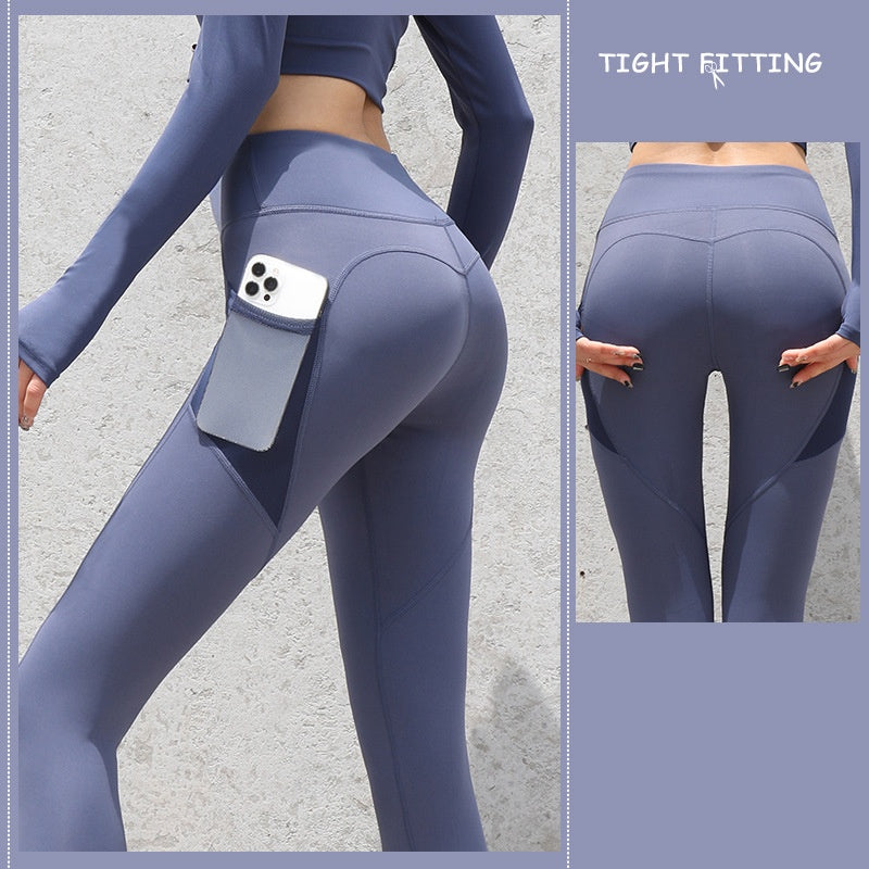 Seamless Gym Leggings with Pockets – High Waist Push Up & Squat-Proof for Women