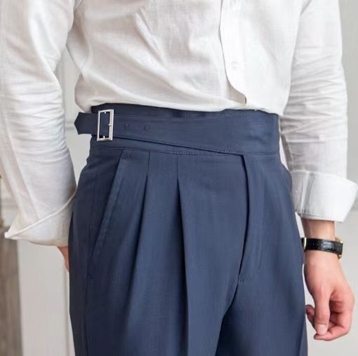 Tailored Fit Pleated High-Waisted Trousers
