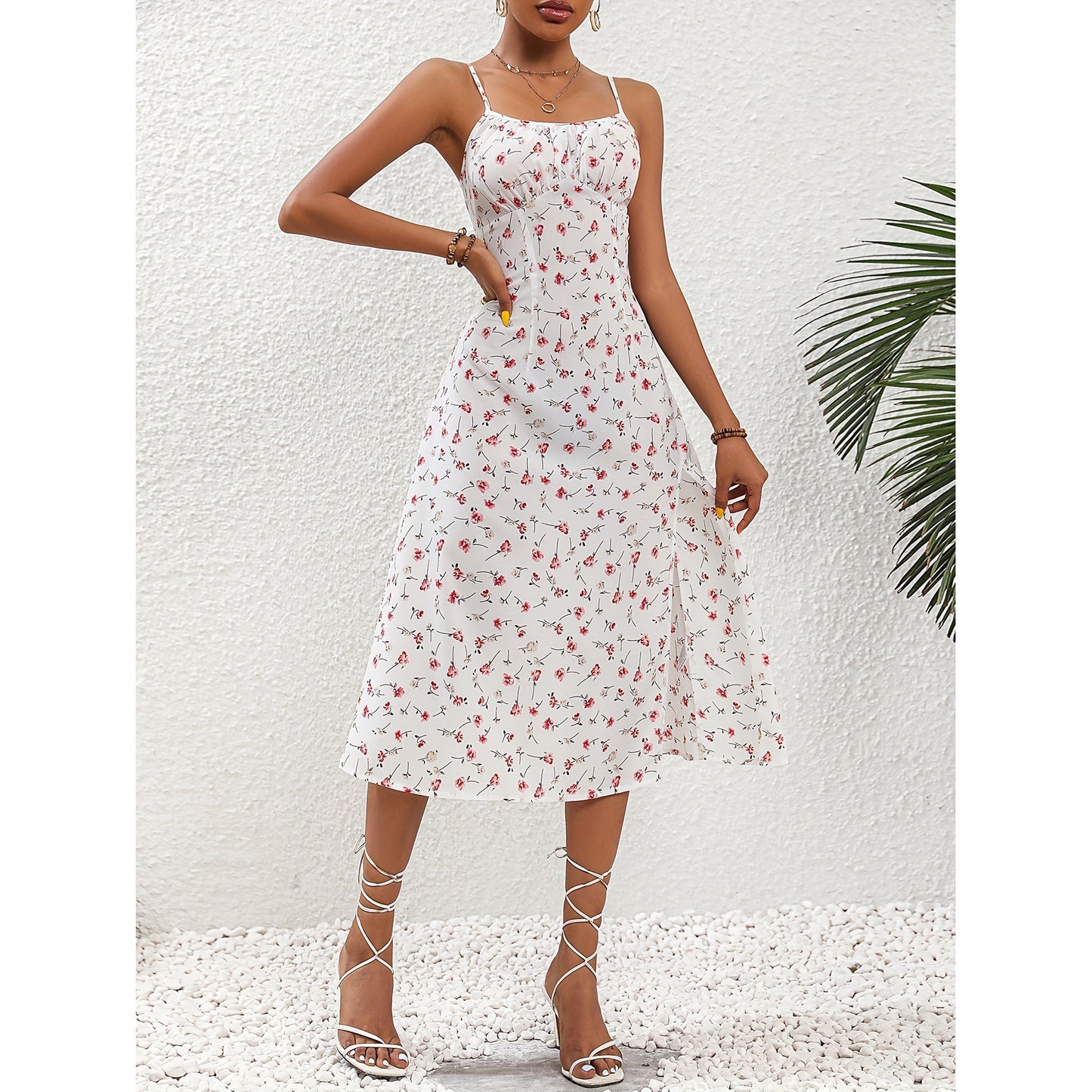 Stylish Summer Dress with Spaghetti Straps and Side Slit
