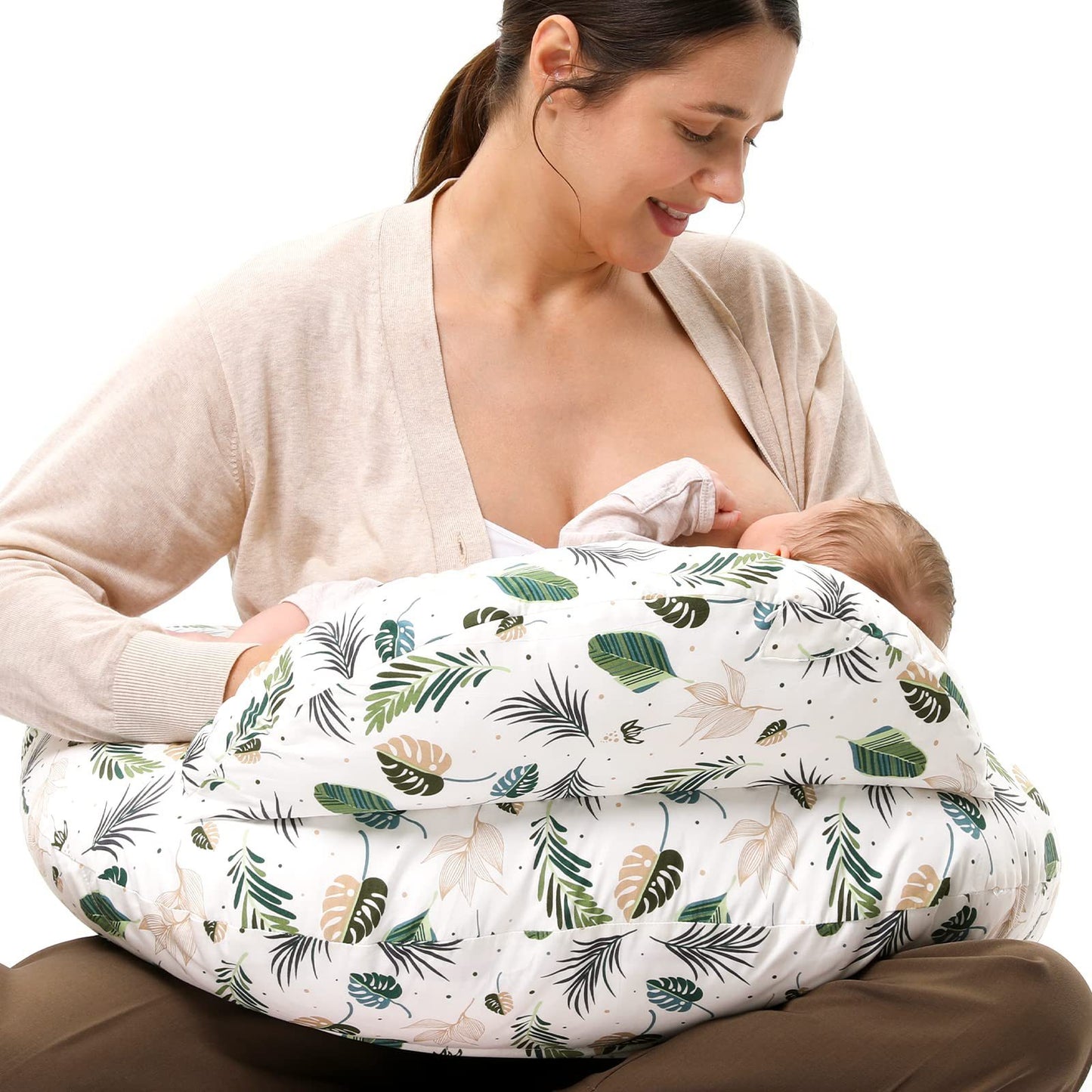 Breastfeeding Pillow with Removable Cover – Baby Nursing & Tummy Time Support