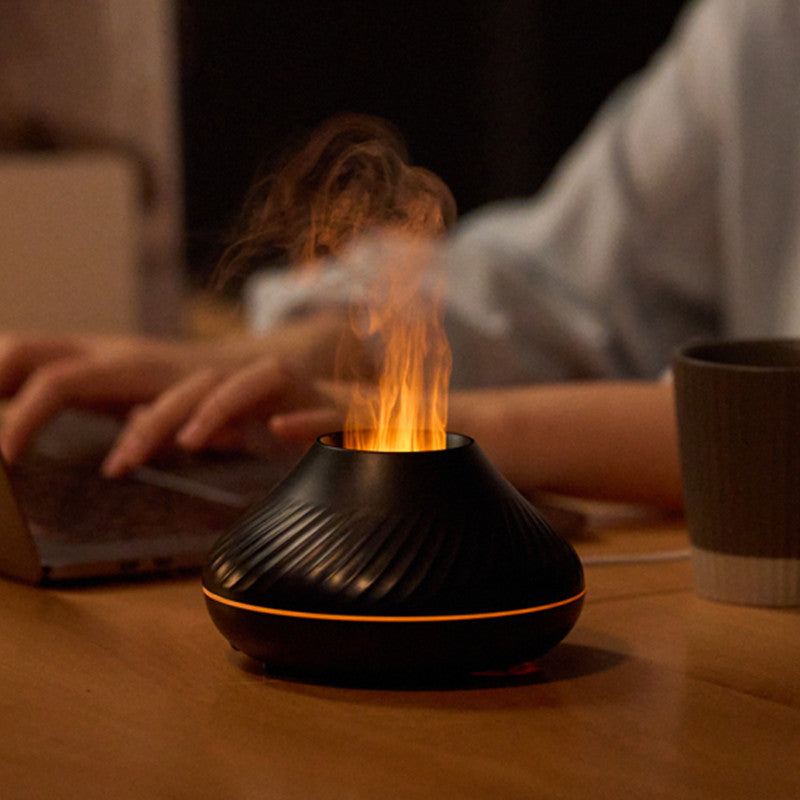 RGB Flame Aroma Diffuser – 130ml Colorful LED Humidifier with Fire Effect