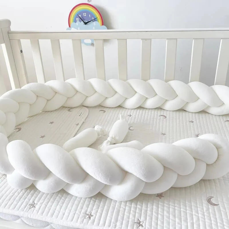 Braided Crib Bumper – Soft Long Pillow Cushion for Baby Protection and Nursery Decor