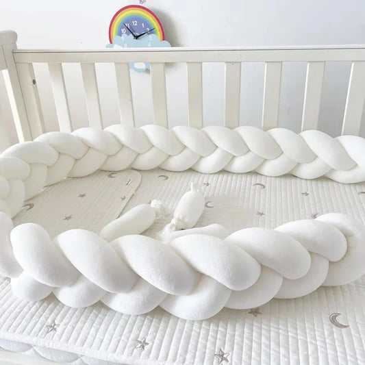 Braided Crib Bumper – Soft Long Pillow Cushion for Baby Protection and Nursery Decor
