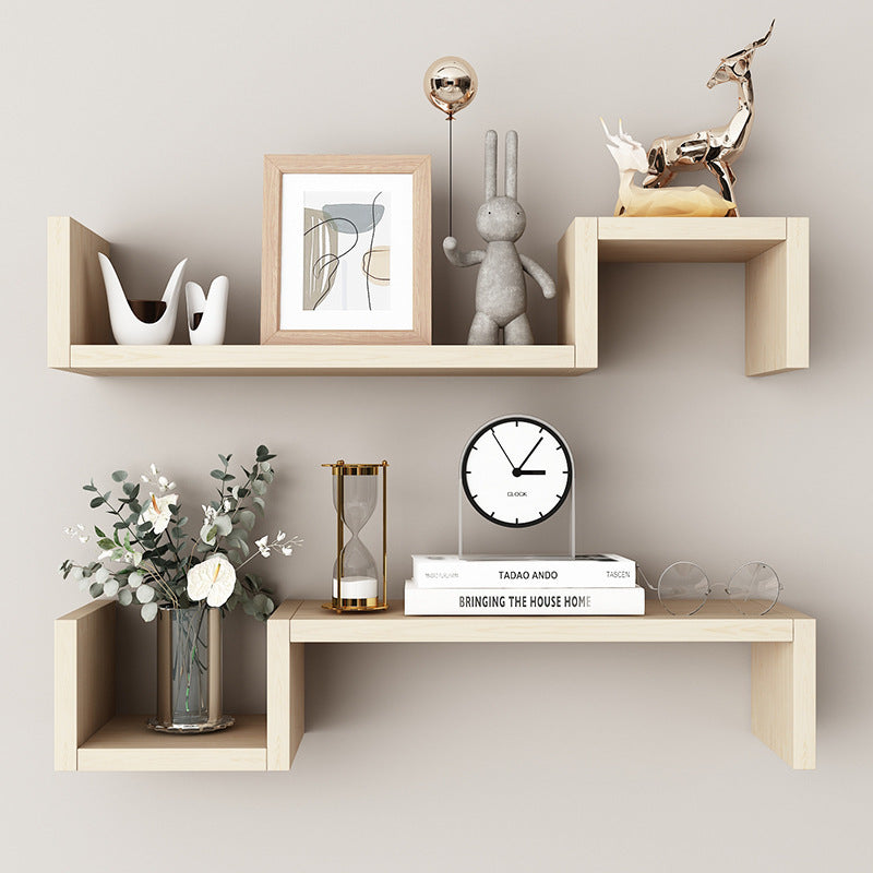 Modern Wall Decor Shelf - White/Wood/Black Finish for Home & Office