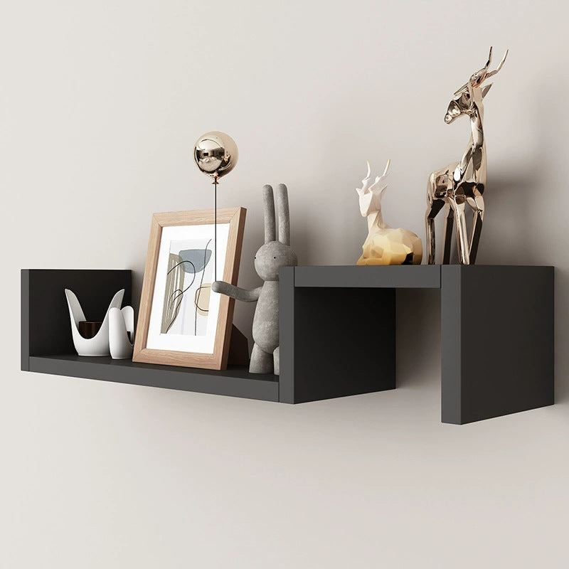 Modern Wall Decor Shelf - White/Wood/Black Finish for Home & Office