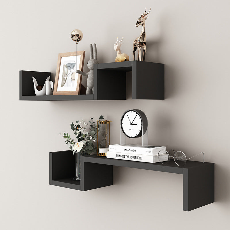 Modern Wall Decor Shelf - White/Wood/Black Finish for Home & Office