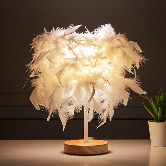 Decorative Feather Lamp - Elegant Touch-Control Nightstand Light
