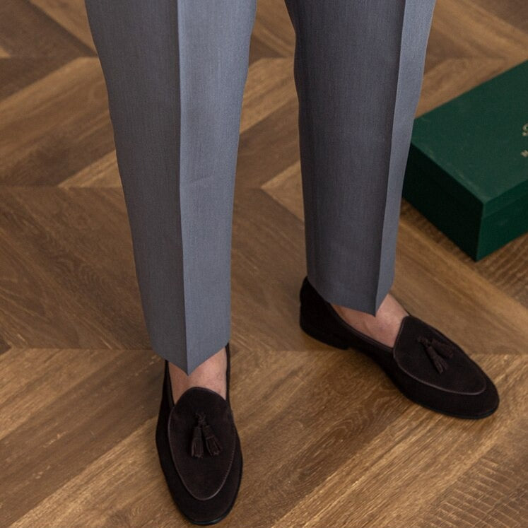 Tailored Fit Pleated High-Waisted Trousers