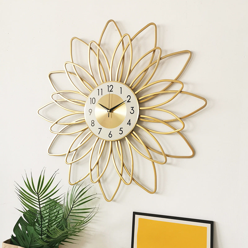 Nordic Flower Wall Clock – Modern Metal Silent Sweep 54cm/73cm