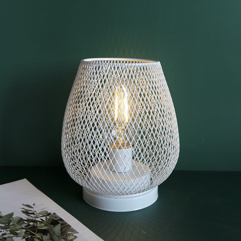 Retro Birdcage Table Lamp - Iron Art Battery-Powered Night Light with Hollow Design