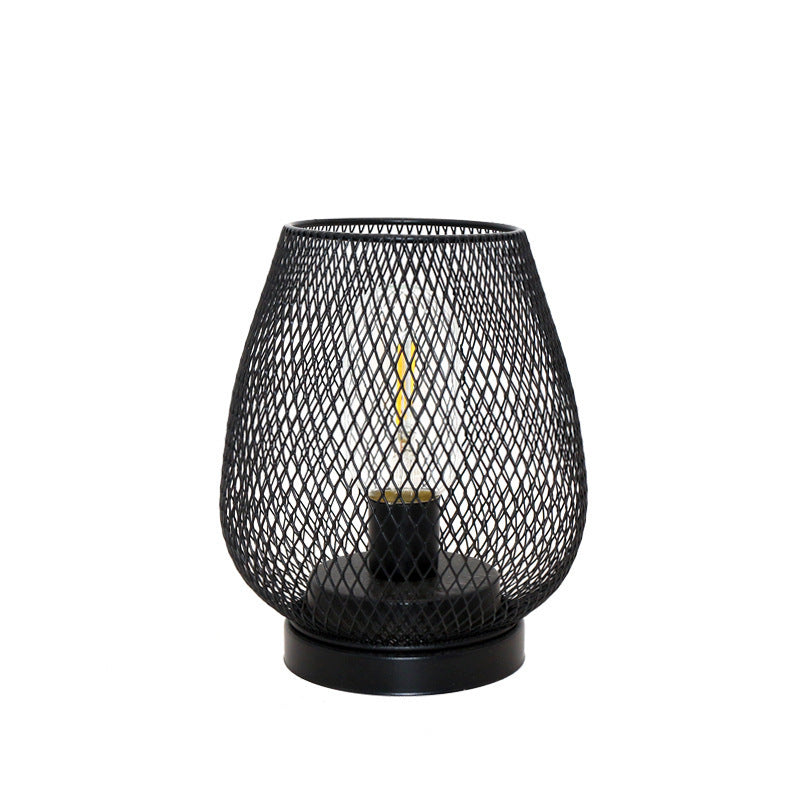 Retro Birdcage Table Lamp - Iron Art Battery-Powered Night Light with Hollow Design