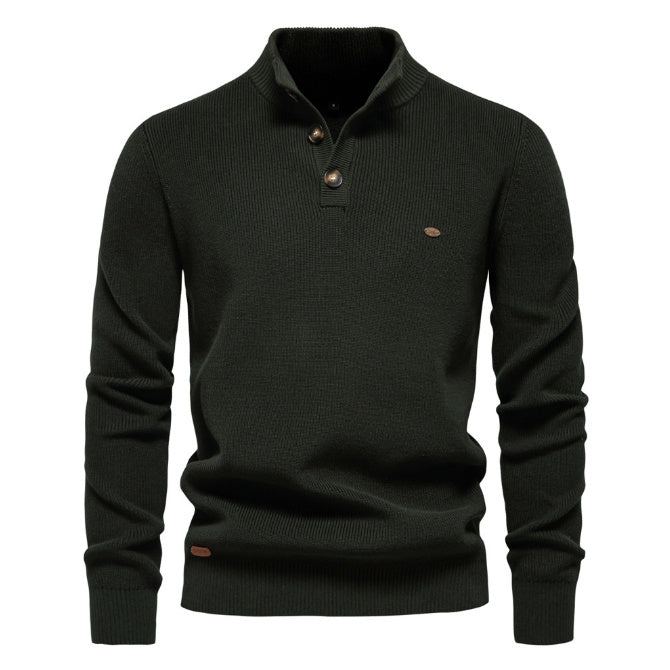 Men’s Half-Zip Knitted Jumper/Sweater with Stand Collar and Slim Fit