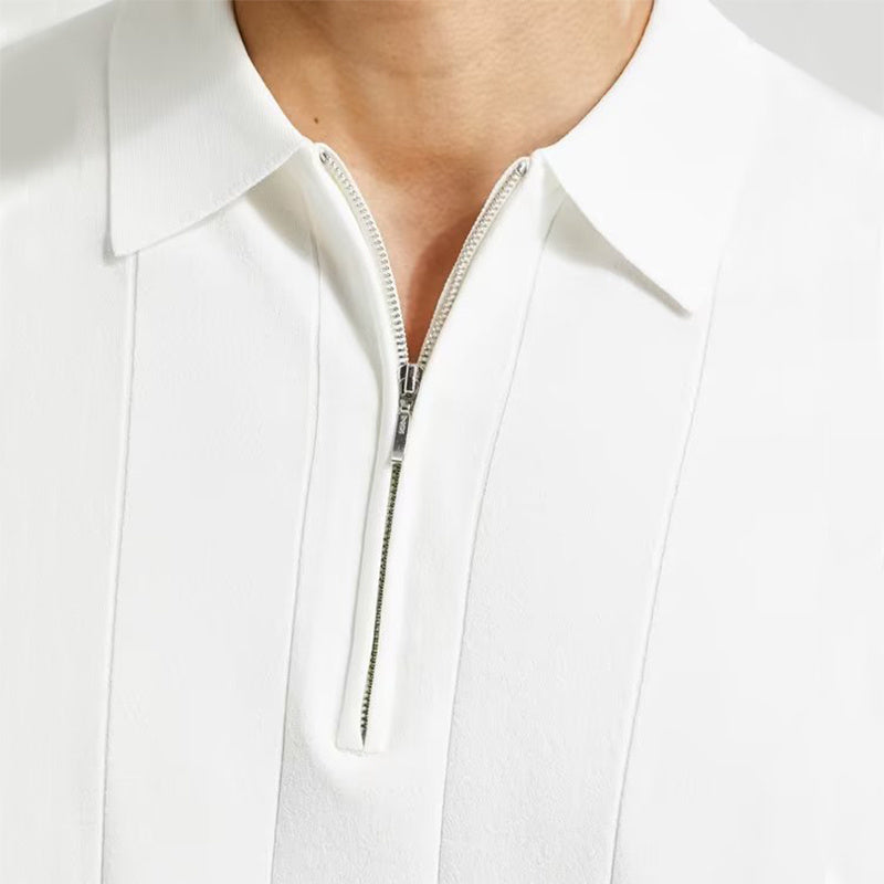 Men’s Summer Polo Shirt – Zipper Collar Short-Sleeve T-Shirt with Lapel Design