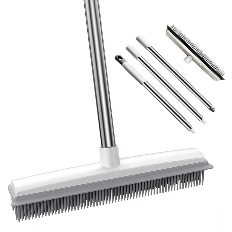 Pet Hair Rubber Broom – Soft Push Rake for Carpets & Floors