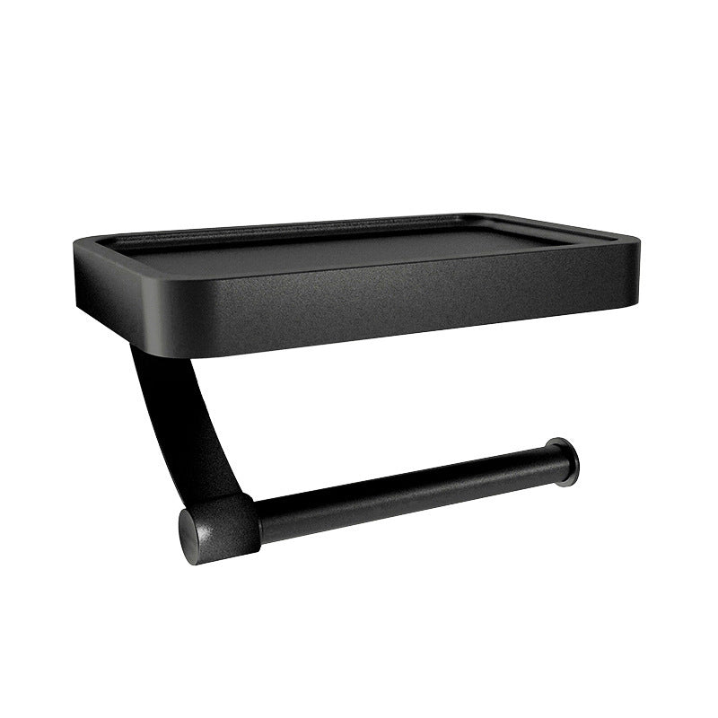 Toilet Roll Holder with Black Metal Shelf