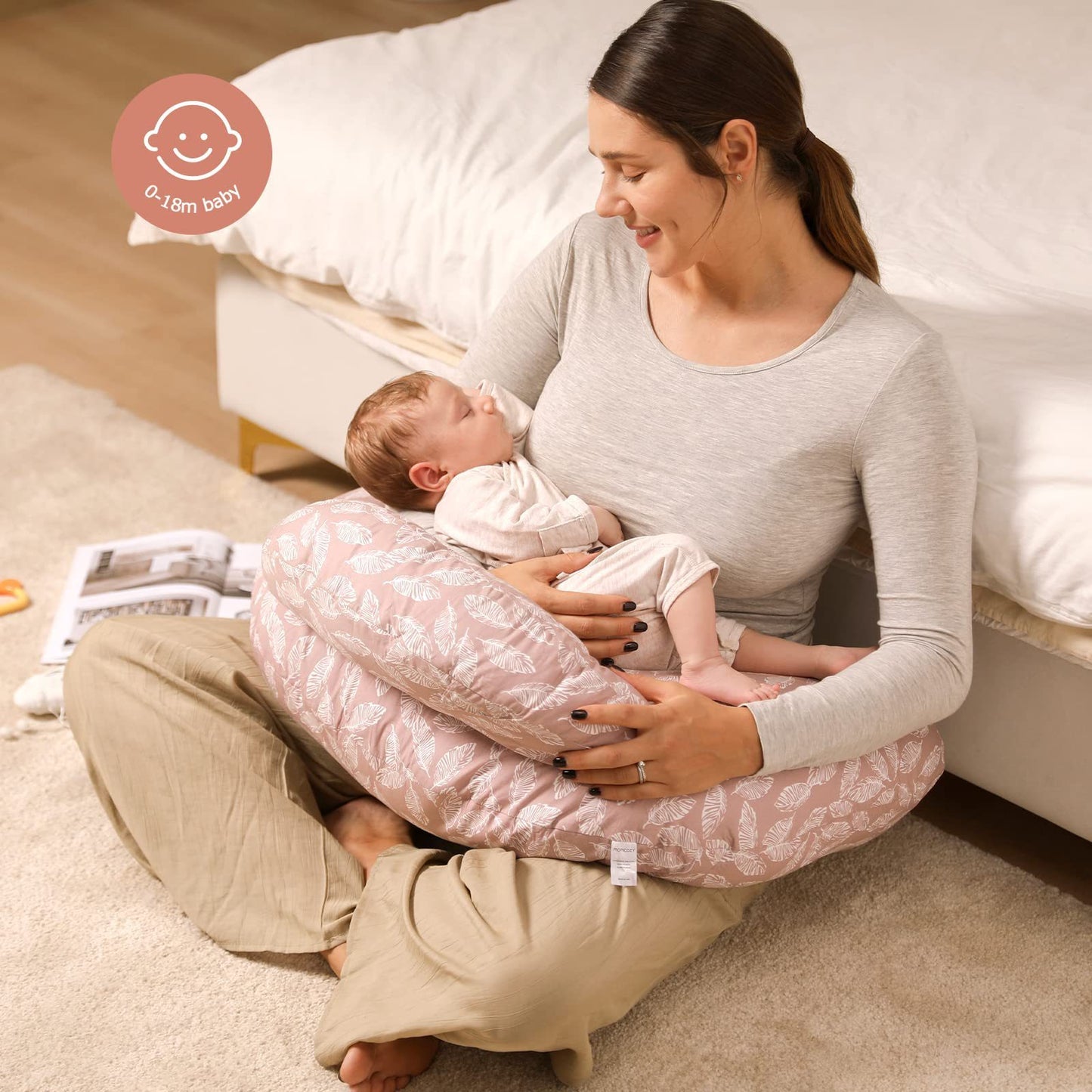 Breastfeeding Pillow with Removable Cover – Baby Nursing & Tummy Time Support