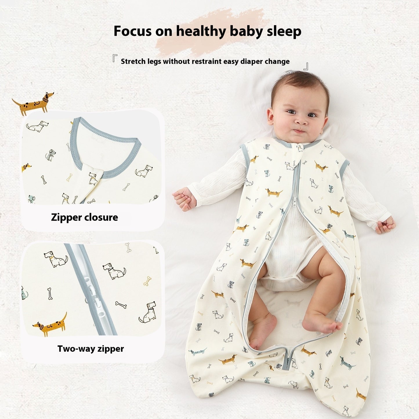 Cozy Vest-Style Baby Sleeping Bag – Anti-Kick, Anti-Startle & Breathable