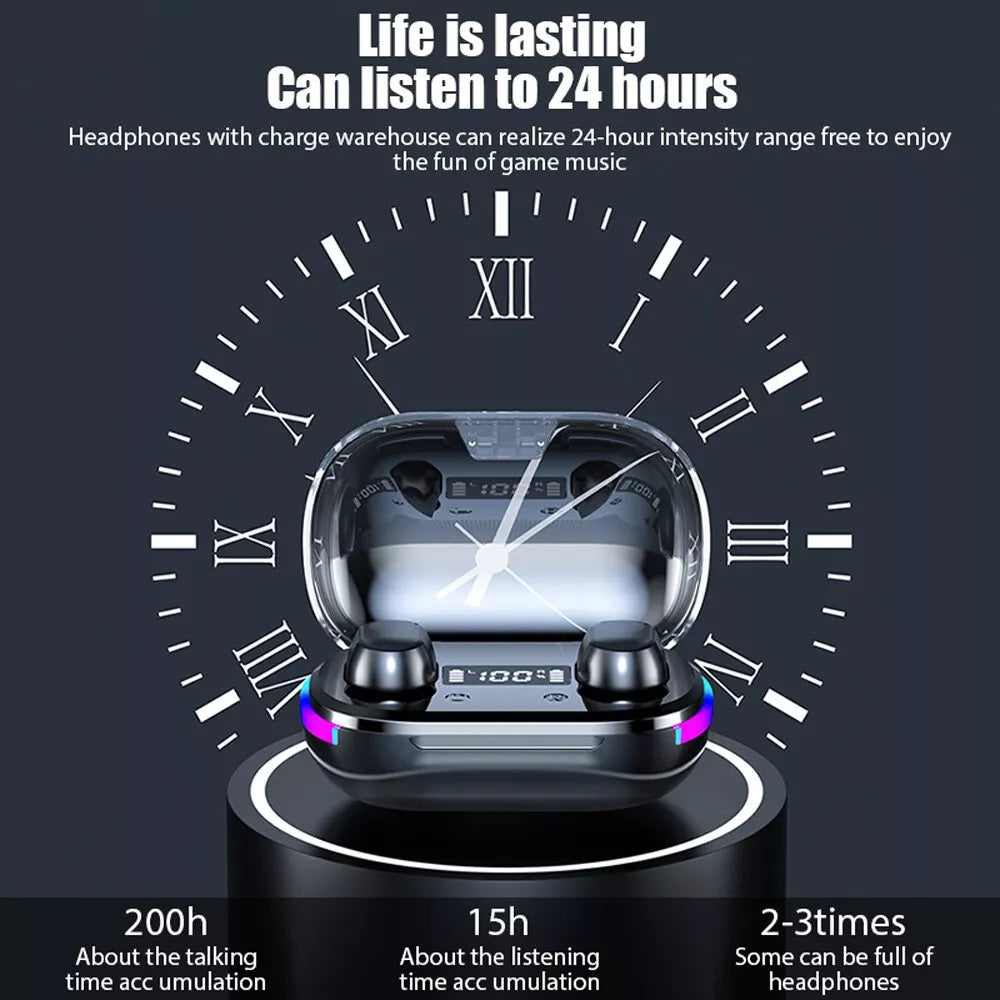 TWS Bluetooth 5.3 Earbuds, Earphones - 5H Playtime, 8mm Speakers, Type-C Charging