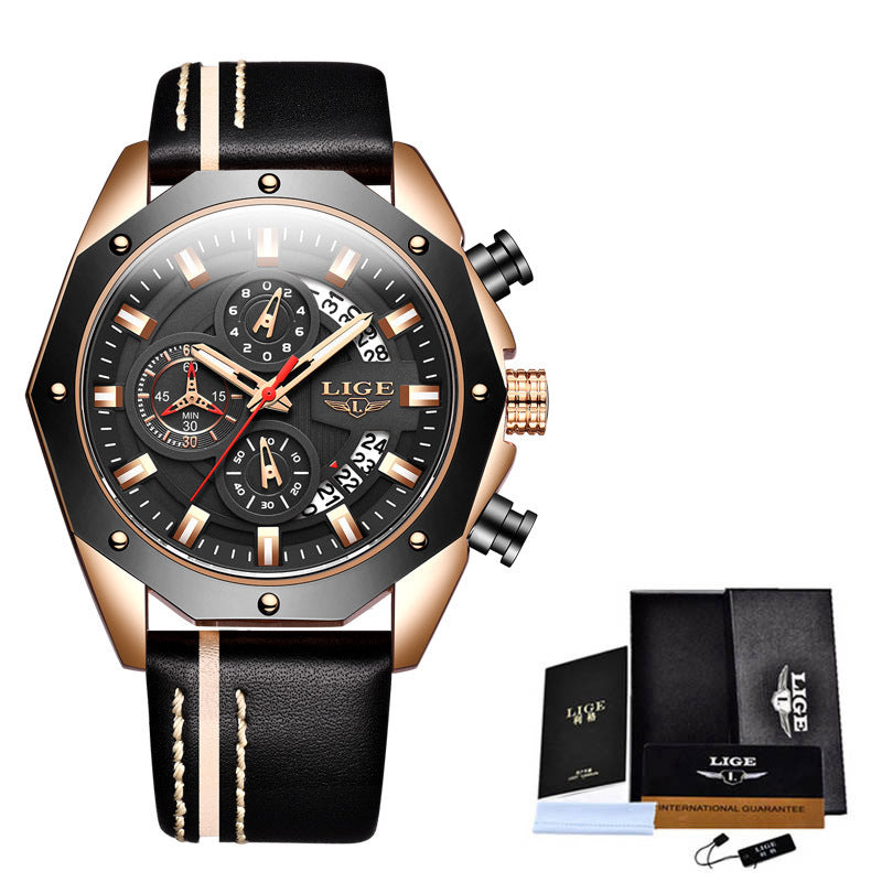 Luxury Men's Watch – Silver Stainless Steel Strap, Classic Quartz Movement