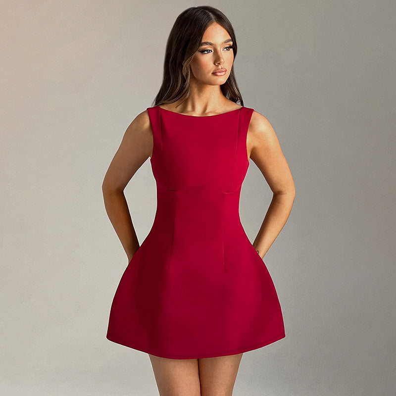 Slim-Fitting Backless Summer Sleeveless Short Dress - Stylish & Comfortable