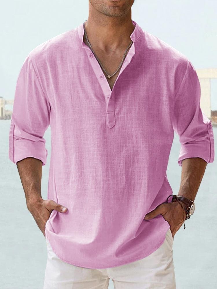 Men's Linen Blend Henley – Relaxed Shirt