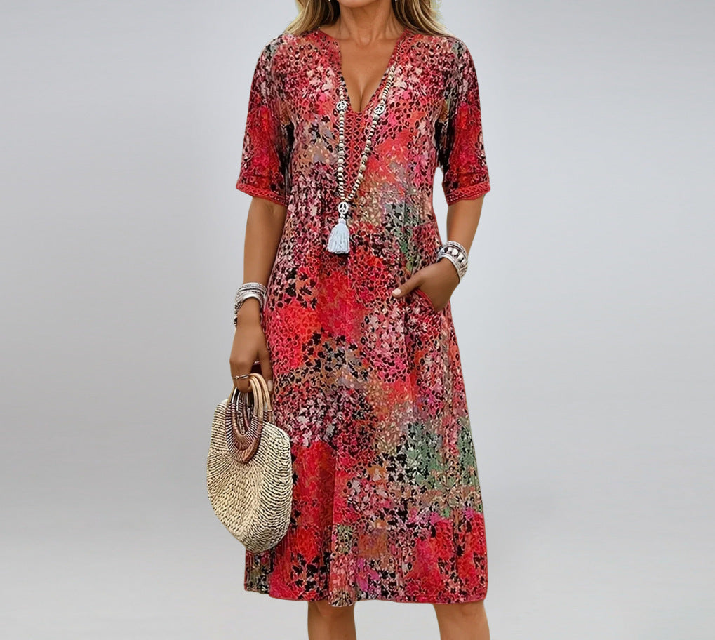 Women's Soft V-Neck Dress - Lightweight & Breathable